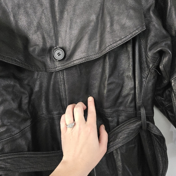 Vintage D.A.N.Y. Leather Jacket Black With Belt Size Large - Picture 12 of 16